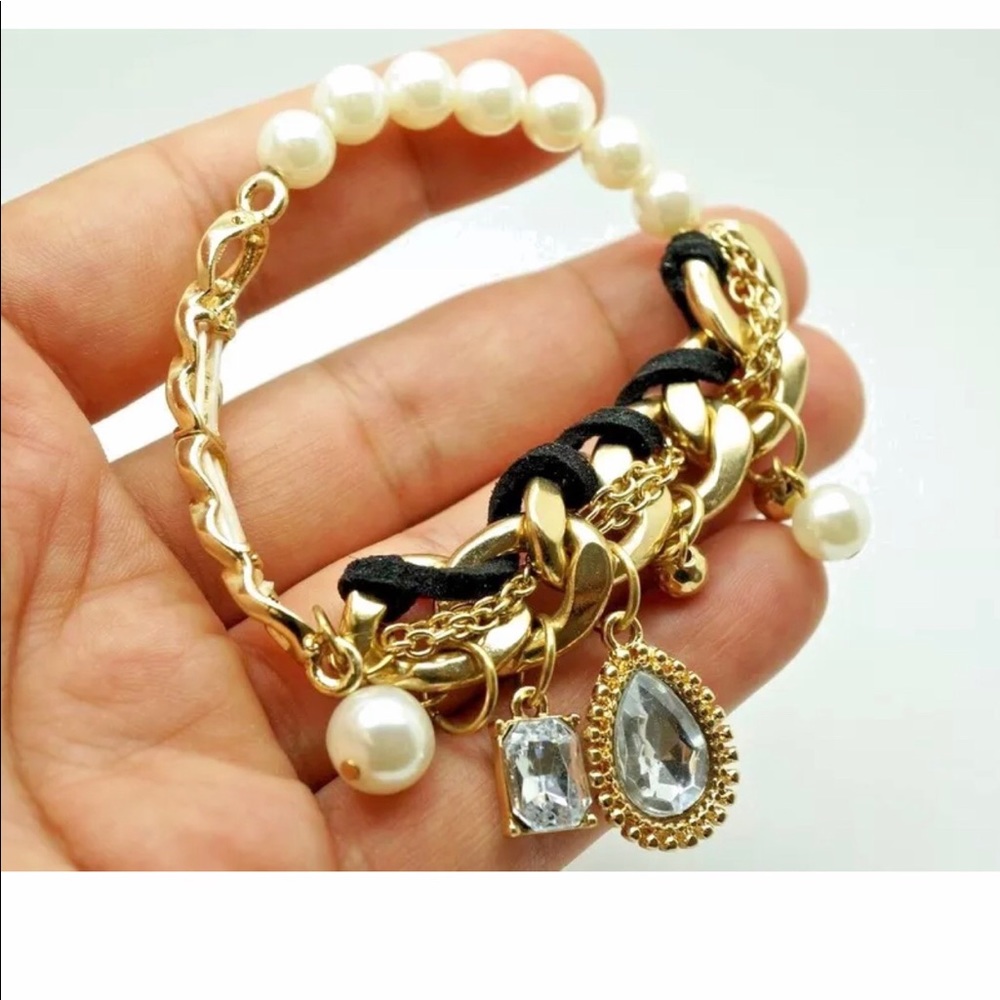 SOPHIS PEARL STAINLESS STEEL GOLD PLATED BRACELET